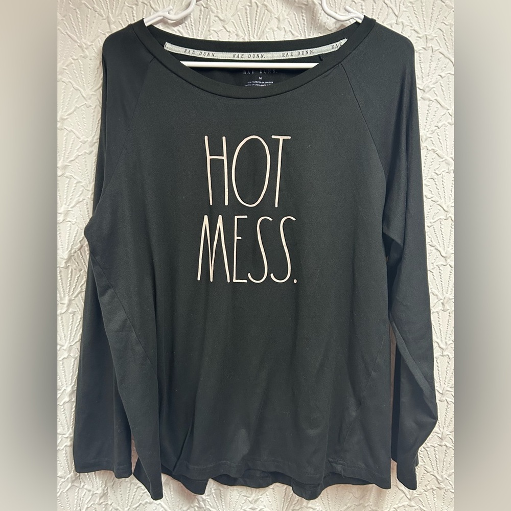 Rae Dunn Black 'Hot Mess' Long Sleeve Tee